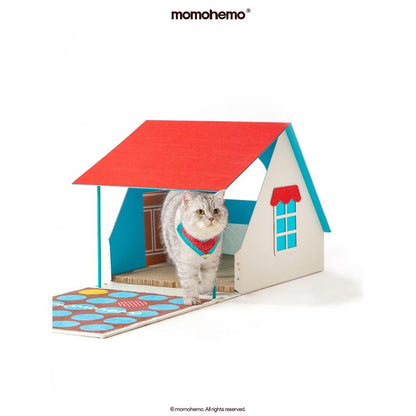 【預售限定】Momoemo 紅屋寵物豪宅｜美式露營風開放式貓狗屋 - 吉安寵物用品