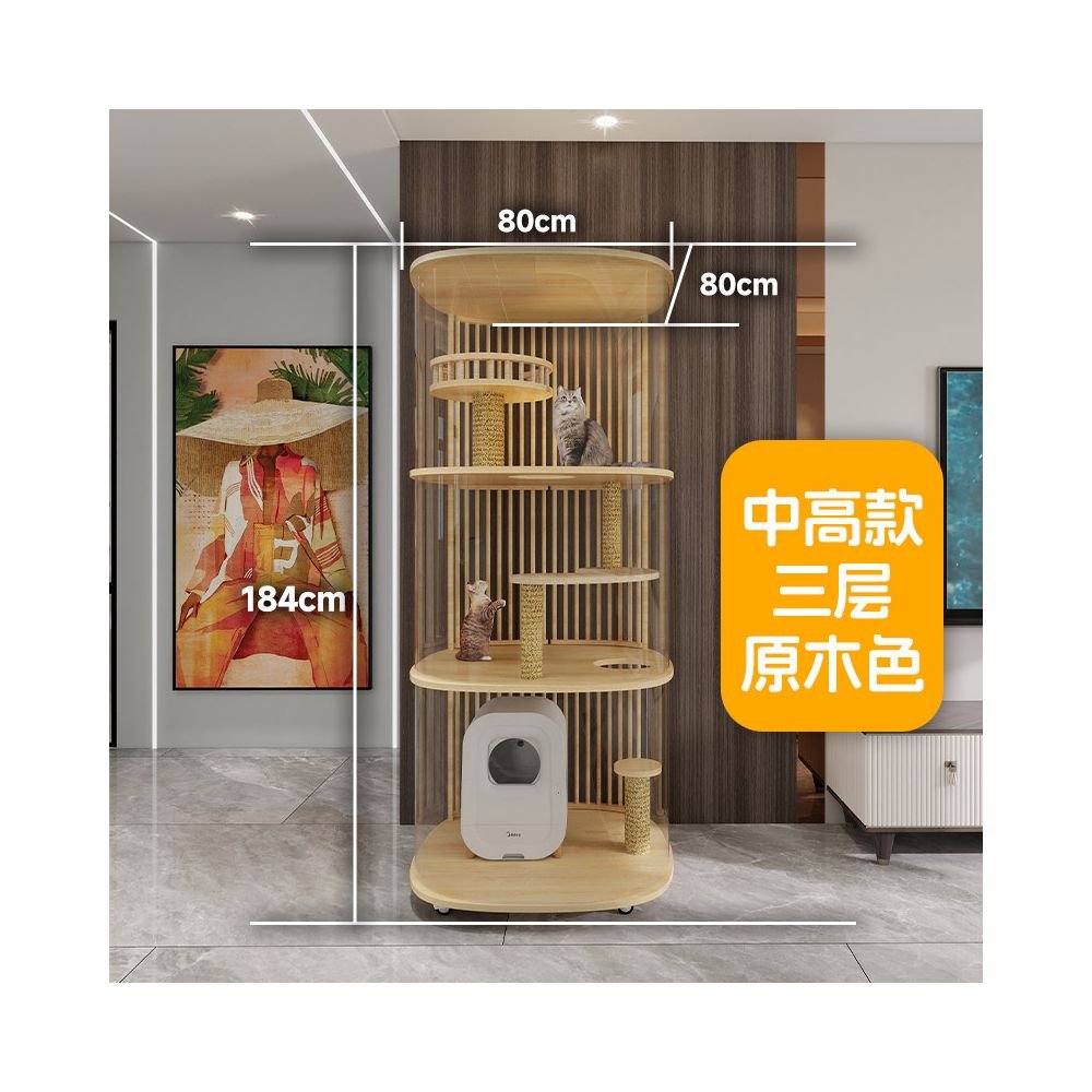 【Monster Castle 怪獸城堡】豪華全景實木貓別墅｜透明展示型大空間貓櫃 - 吉安寵物用品