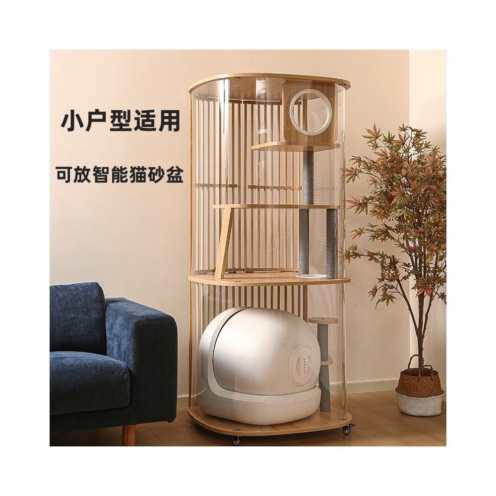 【Monster Castle 怪獸城堡】豪華全景實木貓別墅｜透明展示型大空間貓櫃 - 吉安寵物用品