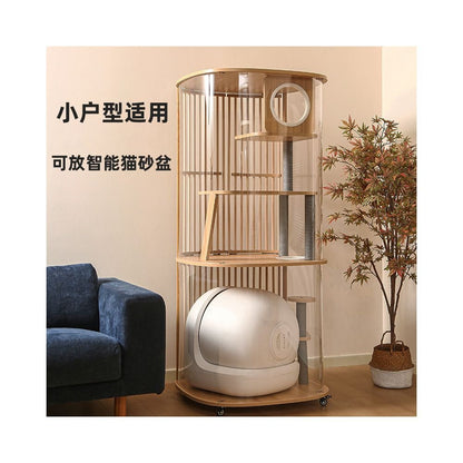 【Monster Castle 怪獸城堡】豪華全景實木貓別墅｜透明展示型大空間貓櫃 - 吉安寵物用品