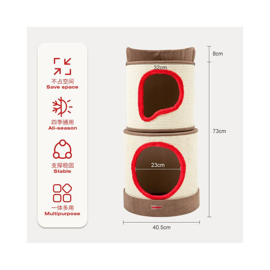 【Petstar 官方正品】雙層圓筒劍麻貓跳台｜小戶型專用不佔空間貓窩 - 吉安寵物用品