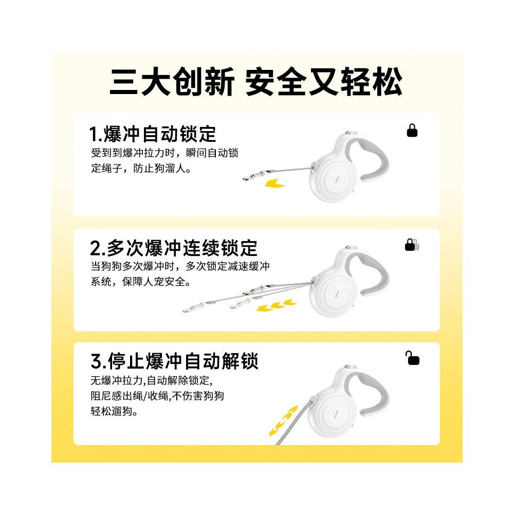 【Petsuper 官方正品】高強韌自動伸縮牽引繩｜中大型犬專用防爆衝狗繩 - 吉安寵物用品