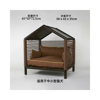 【北歐實木系列】高質感寵物沙發別墅｜多功能實木貓窩狗屋 - 吉安寵物用品