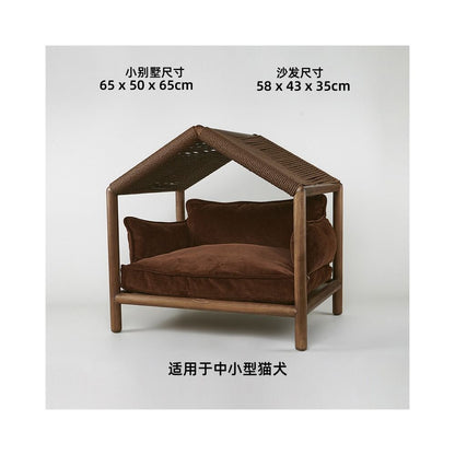 【北歐實木系列】高質感寵物沙發別墅｜多功能實木貓窩狗屋 - 吉安寵物用品