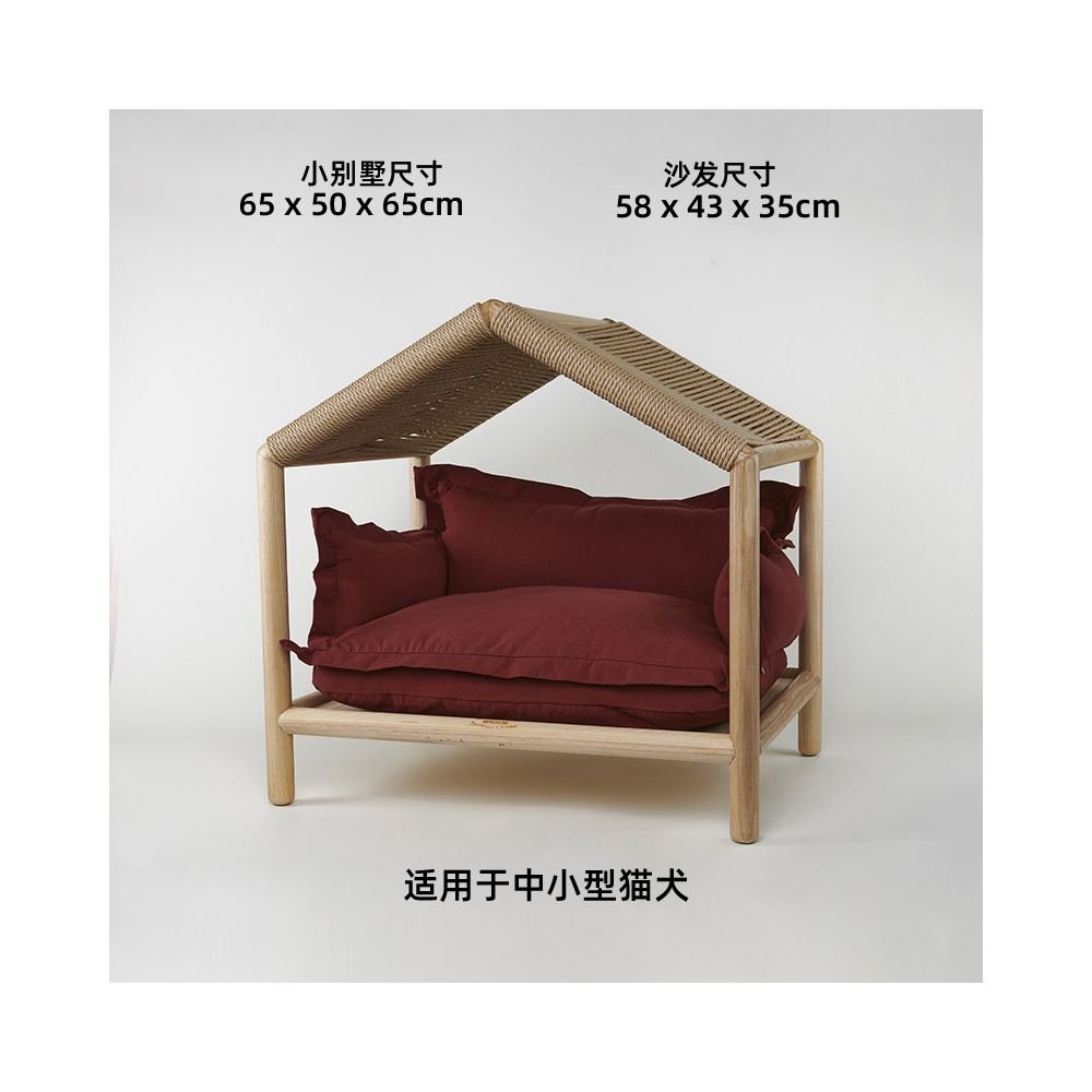 【北歐實木系列】高質感寵物沙發別墅｜多功能實木貓窩狗屋 - 吉安寵物用品