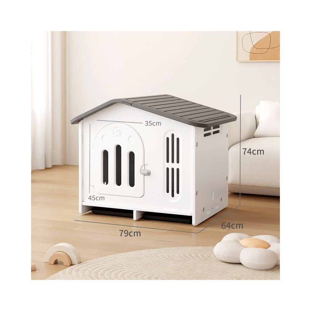 【戶外旗艦版】全機能寵物別墅｜自帶雙餐碗室內外通用狗屋 - 吉安寵物用品