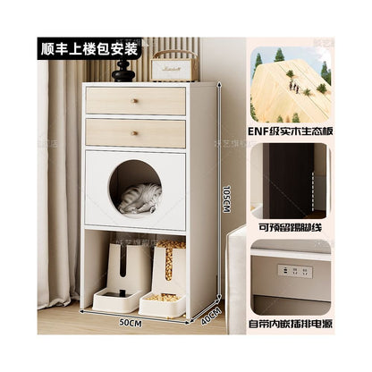 【私人客製化】一體式多功能貓櫃別墅｜防塵儲物收納櫃貓窩 - 吉安寵物用品