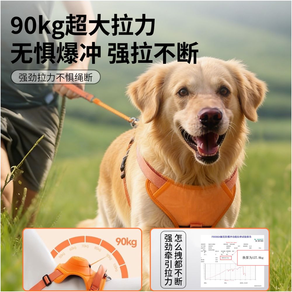 【智慧出行款】自動伸縮牽引繩套組｜中大型犬專用減壓背心胸背帶 - 吉安寵物用品