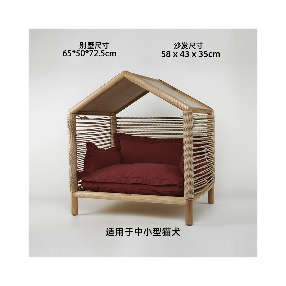 【北歐實木系列】高質感寵物沙發別墅｜多功能實木貓窩狗屋 - 吉安寵物用品