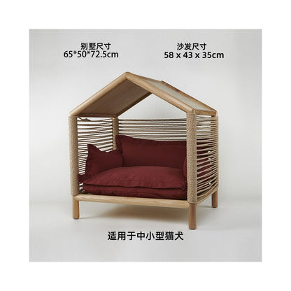 【北歐實木系列】高質感寵物沙發別墅｜多功能實木貓窩狗屋 - 吉安寵物用品