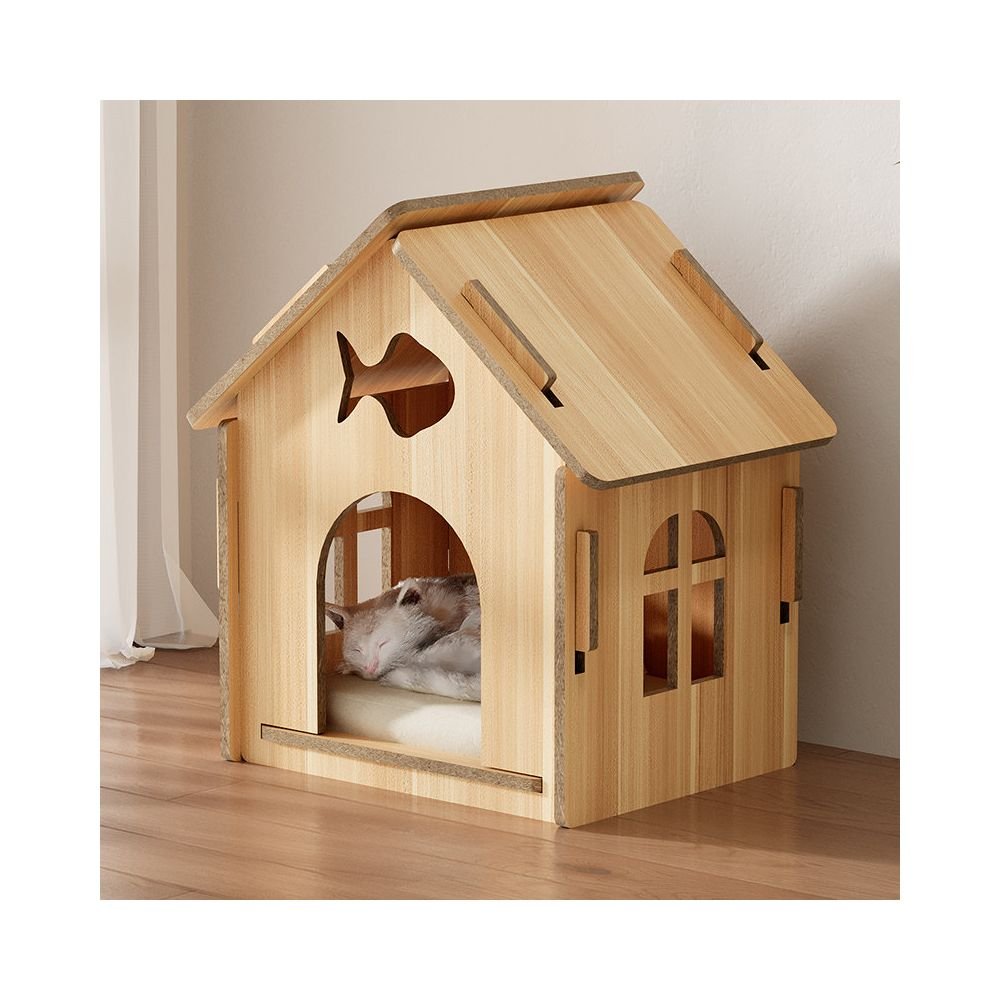 【北歐實木風】四季通用木質貓別墅｜多功能貓屋一體式貓跳台 - 吉安寵物用品