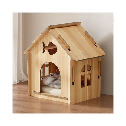 【北歐實木風】四季通用木質貓別墅｜多功能貓屋一體式貓跳台 - 吉安寵物用品