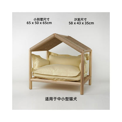 【北歐實木系列】高質感寵物沙發別墅｜多功能實木貓窩狗屋 - 吉安寵物用品