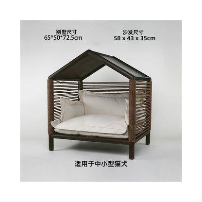 【北歐實木系列】高質感寵物沙發別墅｜多功能實木貓窩狗屋 - 吉安寵物用品