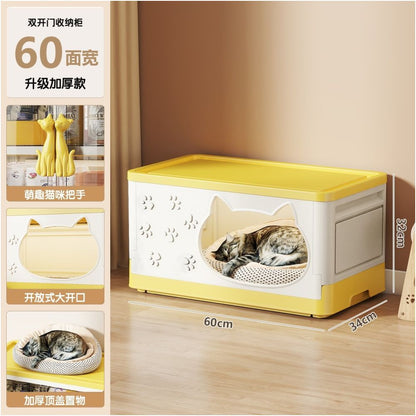 【空間優化大師】多功能寵物收納櫃貓窩｜二合一簡約實木質感貓屋 - 吉安寵物用品