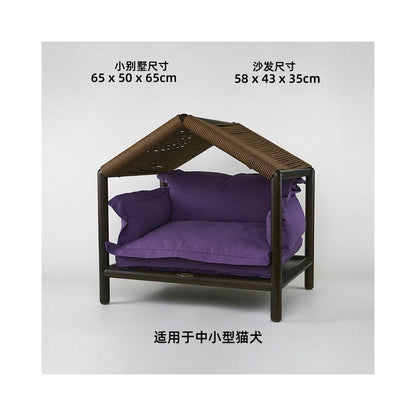 【北歐實木系列】高質感寵物沙發別墅｜多功能實木貓窩狗屋 - 吉安寵物用品