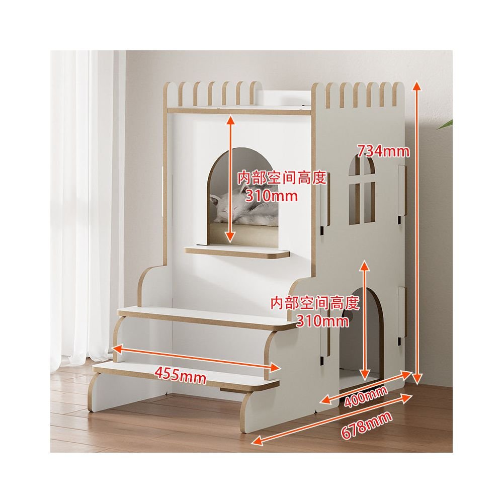 【北歐實木風】四季通用木質貓別墅｜多功能貓屋一體式貓跳台 - 吉安寵物用品