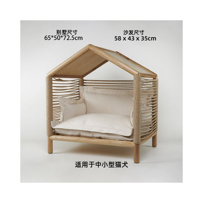 【北歐實木系列】高質感寵物沙發別墅｜多功能實木貓窩狗屋 - 吉安寵物用品