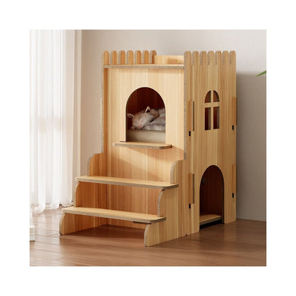 【北歐實木風】四季通用木質貓別墅｜多功能貓屋一體式貓跳台 - 吉安寵物用品