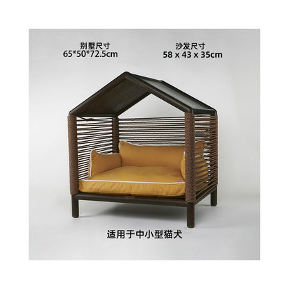 【北歐實木系列】高質感寵物沙發別墅｜多功能實木貓窩狗屋 - 吉安寵物用品