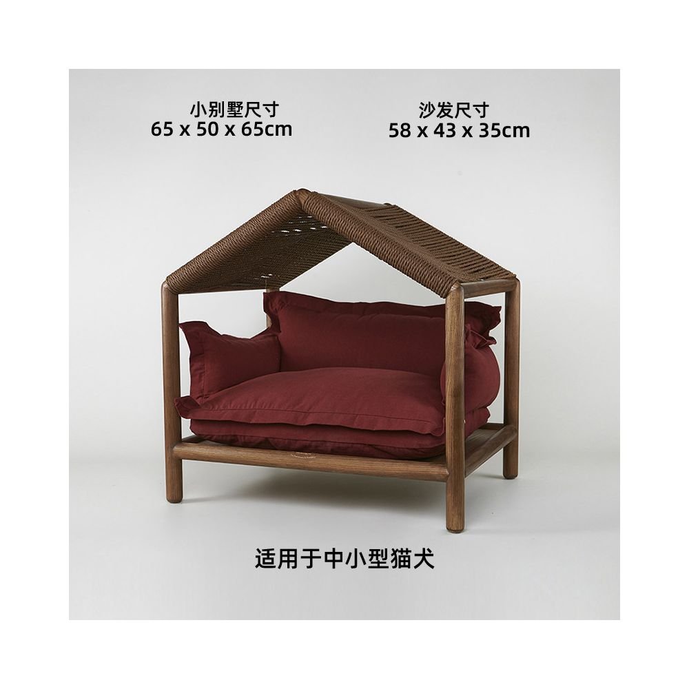 【北歐實木系列】高質感寵物沙發別墅｜多功能實木貓窩狗屋 - 吉安寵物用品