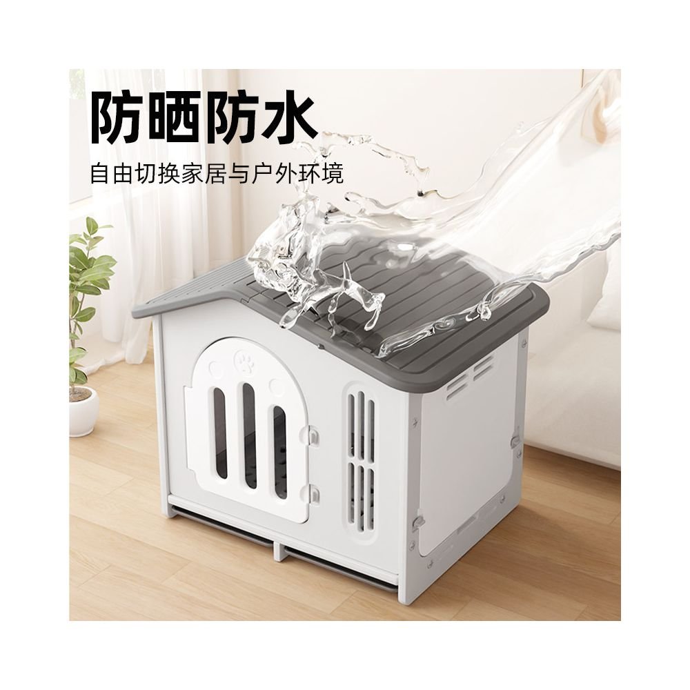 【戶外旗艦版】全機能寵物別墅｜自帶雙餐碗室內外通用狗屋 - 吉安寵物用品