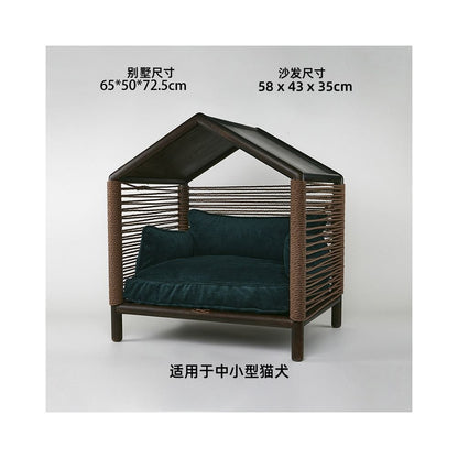 【北歐實木系列】高質感寵物沙發別墅｜多功能實木貓窩狗屋 - 吉安寵物用品