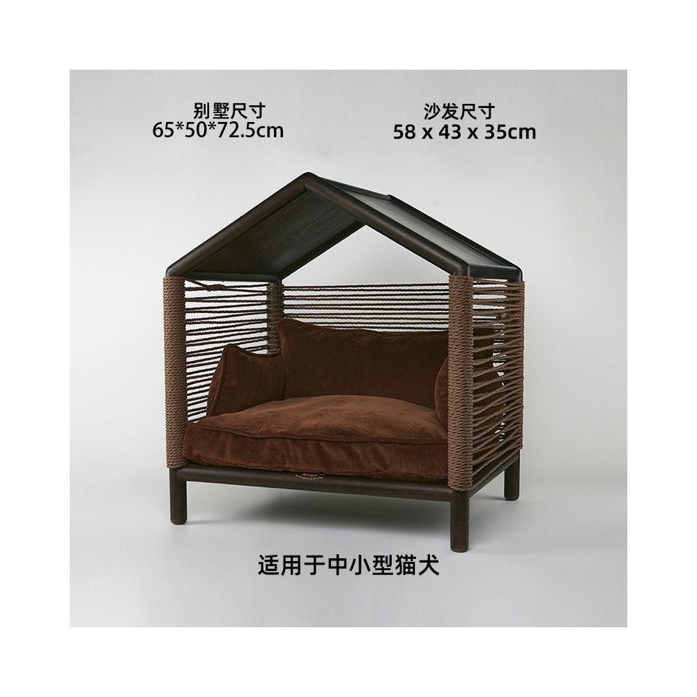 【北歐實木系列】高質感寵物沙發別墅｜多功能實木貓窩狗屋 - 吉安寵物用品