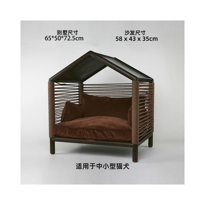 【北歐實木系列】高質感寵物沙發別墅｜多功能實木貓窩狗屋 - 吉安寵物用品