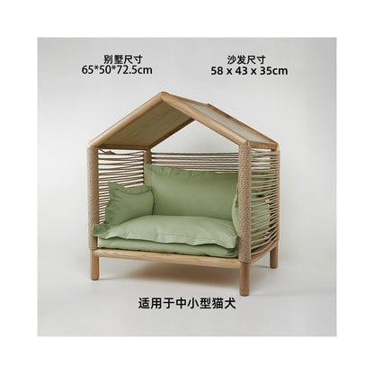 【北歐實木系列】高質感寵物沙發別墅｜多功能實木貓窩狗屋 - 吉安寵物用品