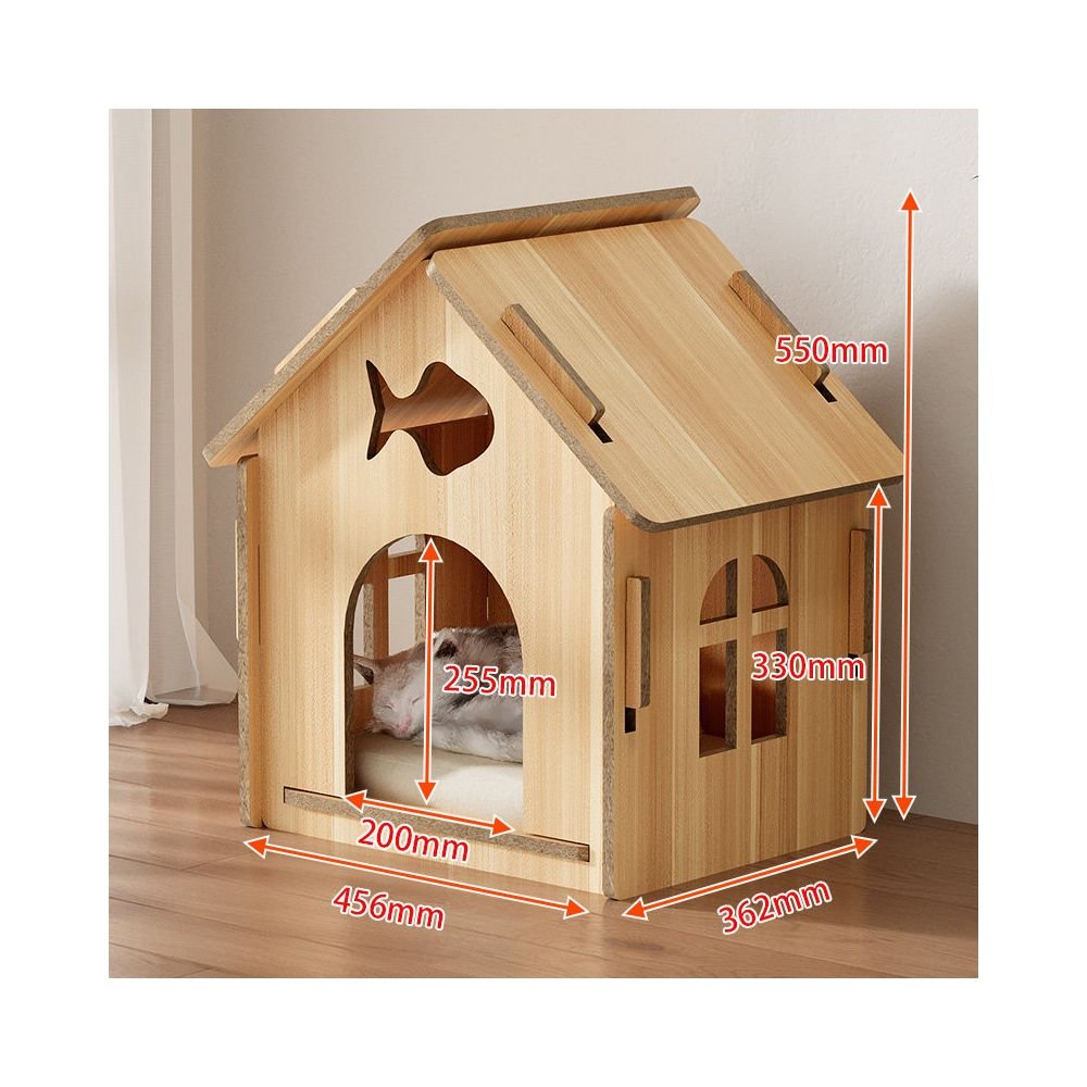【北歐實木風】四季通用木質貓別墅｜多功能貓屋一體式貓跳台 - 吉安寵物用品