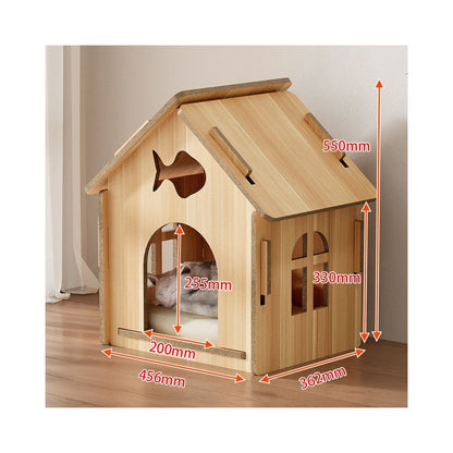 【北歐實木風】四季通用木質貓別墅｜多功能貓屋一體式貓跳台 - 吉安寵物用品