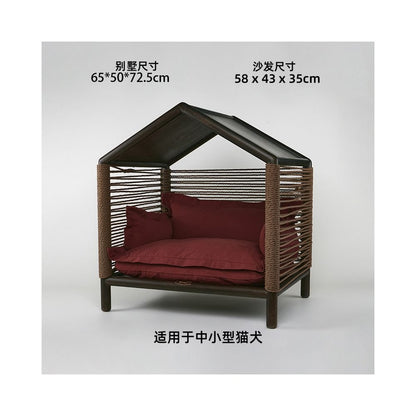 【北歐實木系列】高質感寵物沙發別墅｜多功能實木貓窩狗屋 - 吉安寵物用品