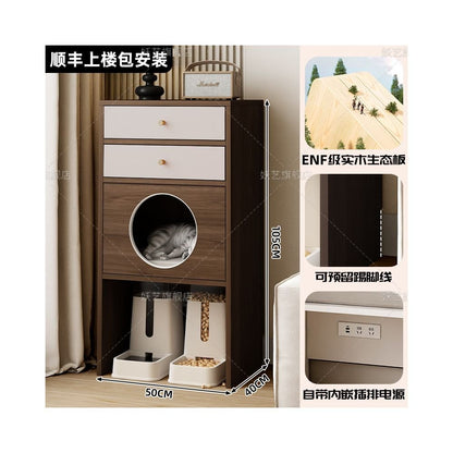 【私人客製化】一體式多功能貓櫃別墅｜防塵儲物收納櫃貓窩 - 吉安寵物用品