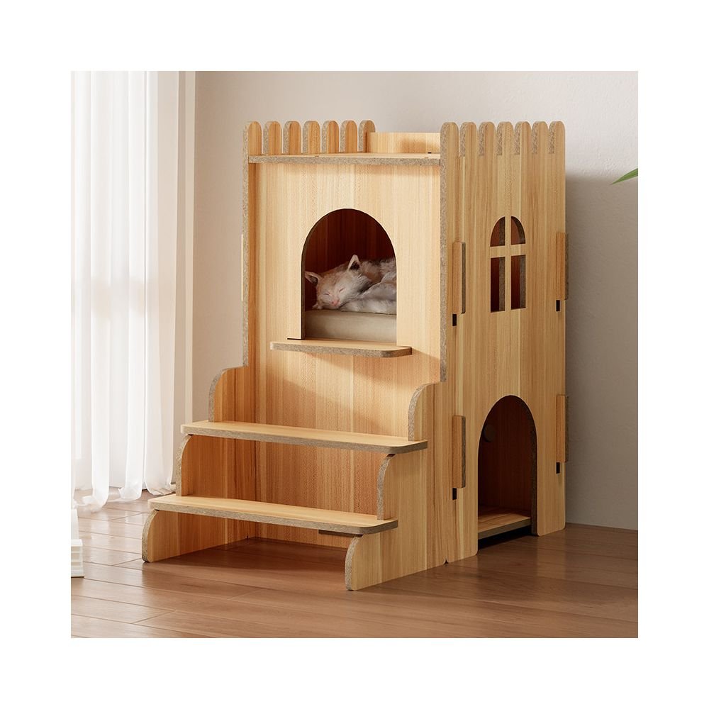 【北歐實木風】四季通用木質貓別墅｜多功能貓屋一體式貓跳台 - 吉安寵物用品