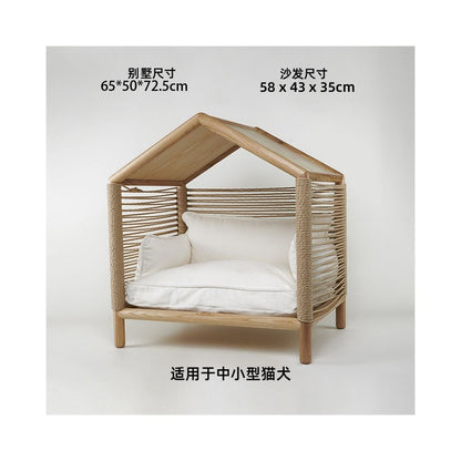 【北歐實木系列】高質感寵物沙發別墅｜多功能實木貓窩狗屋 - 吉安寵物用品