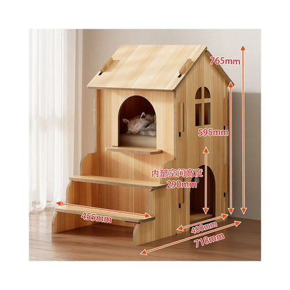 【北歐實木風】四季通用木質貓別墅｜多功能貓屋一體式貓跳台 - 吉安寵物用品