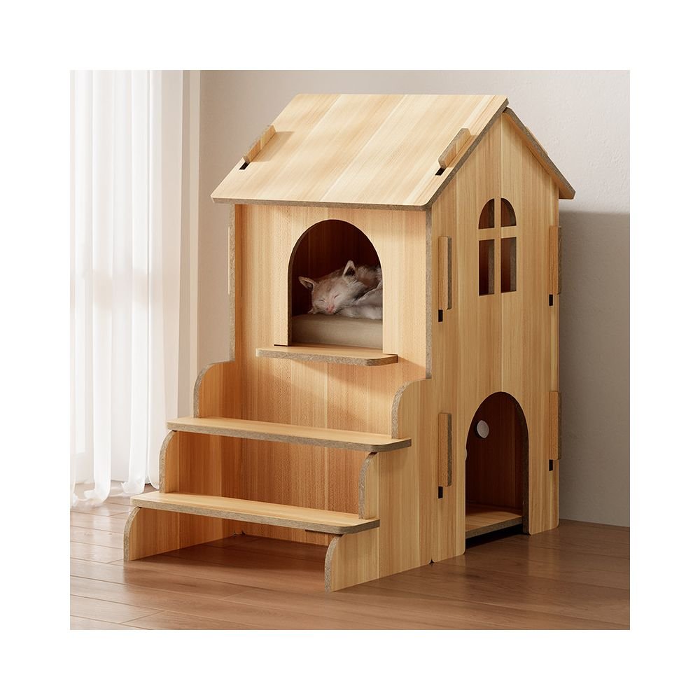 【北歐實木風】四季通用木質貓別墅｜多功能貓屋一體式貓跳台 - 吉安寵物用品