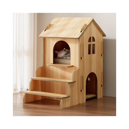 【北歐實木風】四季通用木質貓別墅｜多功能貓屋一體式貓跳台 - 吉安寵物用品