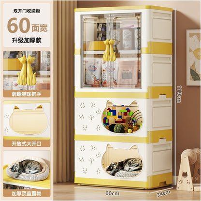 【空間優化大師】多功能寵物收納櫃貓窩｜二合一簡約實木質感貓屋 - 吉安寵物用品