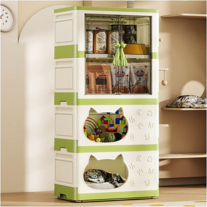 【空間優化大師】多功能寵物收納櫃貓窩｜二合一簡約實木質感貓屋 - 吉安寵物用品