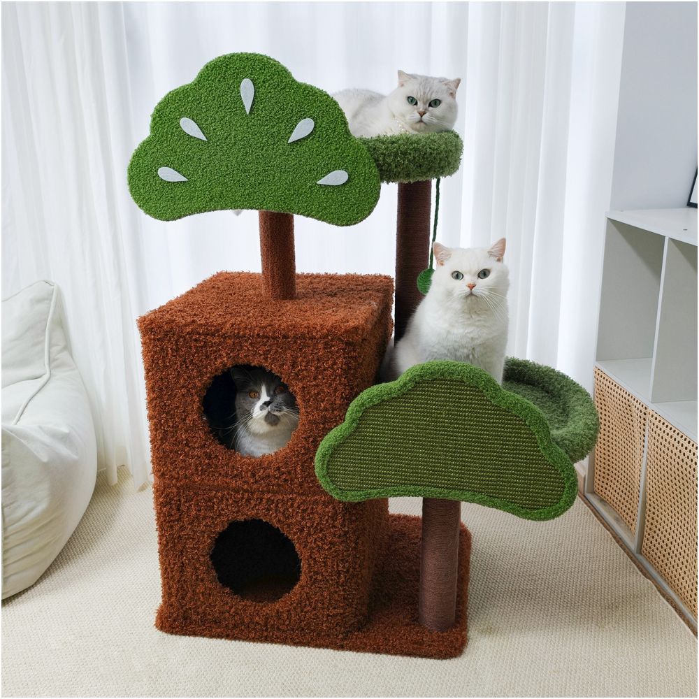 大型貓專用豪華貓爬架｜緬因貓別墅四季通用加厚絨布家用跳台 - 吉安寵物用品