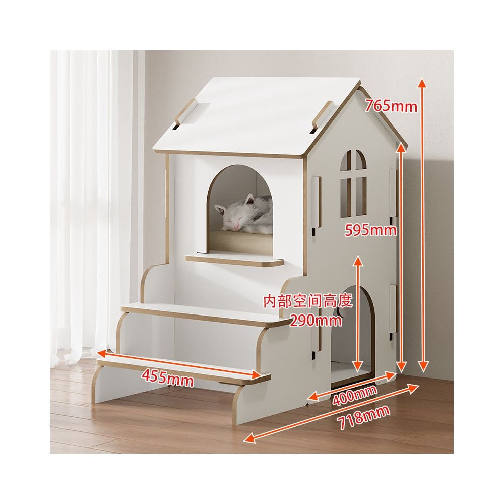 【北歐實木風】四季通用木質貓別墅｜多功能貓屋一體式貓跳台 - 吉安寵物用品