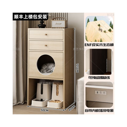 【私人客製化】一體式多功能貓櫃別墅｜防塵儲物收納櫃貓窩 - 吉安寵物用品