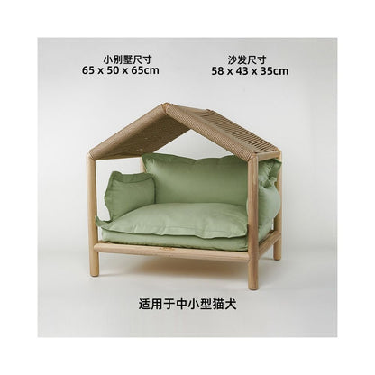 【北歐實木系列】高質感寵物沙發別墅｜多功能實木貓窩狗屋 - 吉安寵物用品