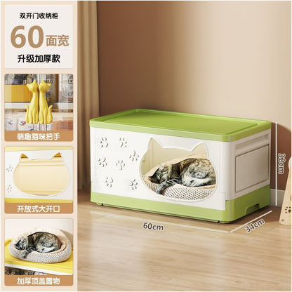 【空間優化大師】多功能寵物收納櫃貓窩｜二合一簡約實木質感貓屋 - 吉安寵物用品