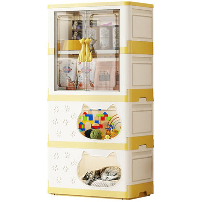 【空間優化大師】多功能寵物收納櫃貓窩｜二合一簡約實木質感貓屋 - 吉安寵物用品