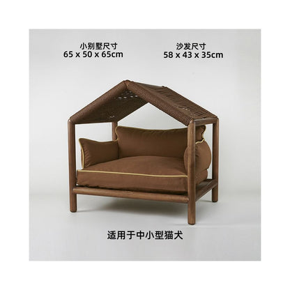 【北歐實木系列】高質感寵物沙發別墅｜多功能實木貓窩狗屋 - 吉安寵物用品