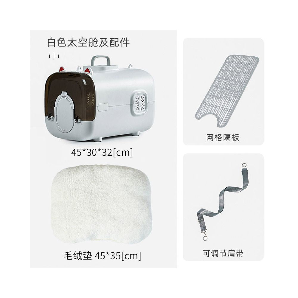 【抗焦慮首選】寵物全景太空艙航空箱｜超大空間不壓迫，減震防焦慮貓咪外出包，符合航空規格運輸籠，專業級手提/車載兩用防逃貓包 - 吉安宠物用品