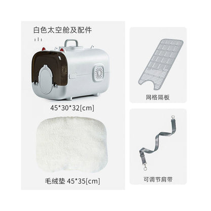 【抗焦慮首選】寵物全景太空艙航空箱｜超大空間不壓迫，減震防焦慮貓咪外出包，符合航空規格運輸籠，專業級手提/車載兩用防逃貓包 - 吉安宠物用品